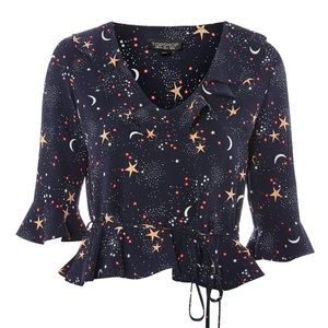 Topshop star and moon frill top